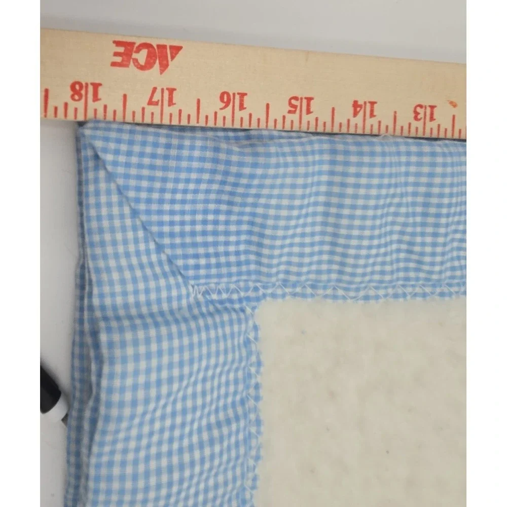 Quiltex Vtg Peter Rabbit Beatrix Blue Applica Throw Blanket Blue‎ Gingham Edge